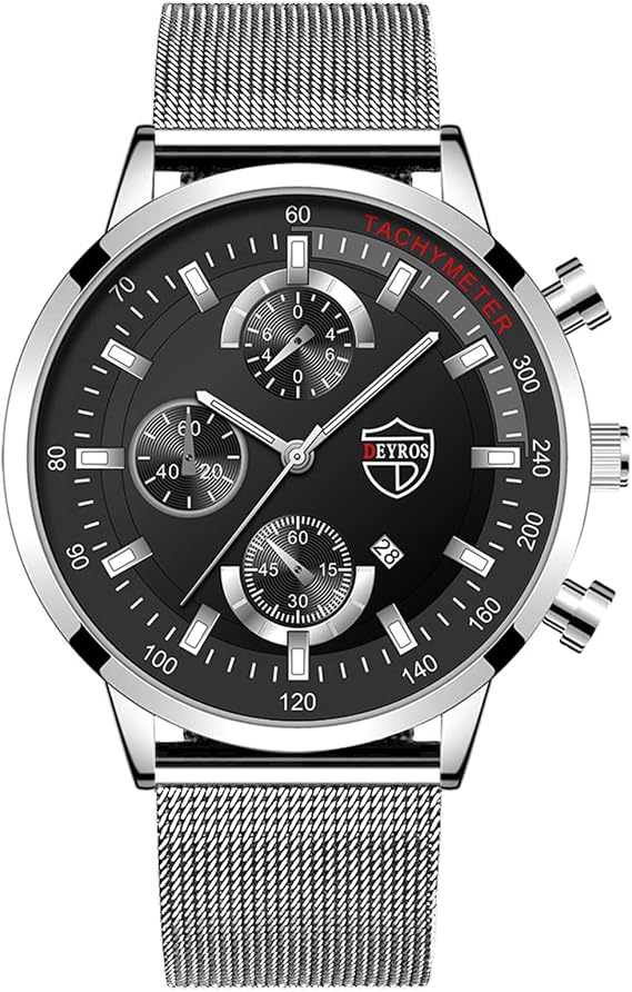 Mens Watches Casual Stainless Steel Analog Quartz Watch Men Wristwatch Clock Business Date Casual Watch Ceramic Watch Women (G, One Size)