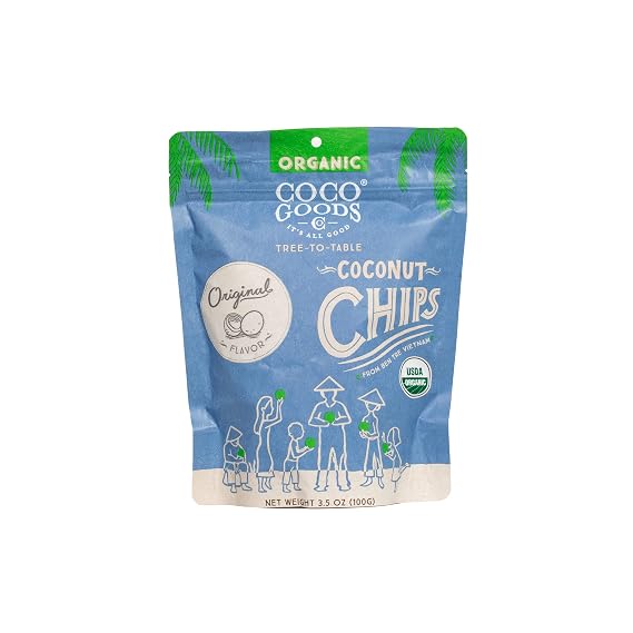 CocoGoodsCo Vietnam Single-Origin Organic Toasted Coconut Chips Original (Pack of 2)