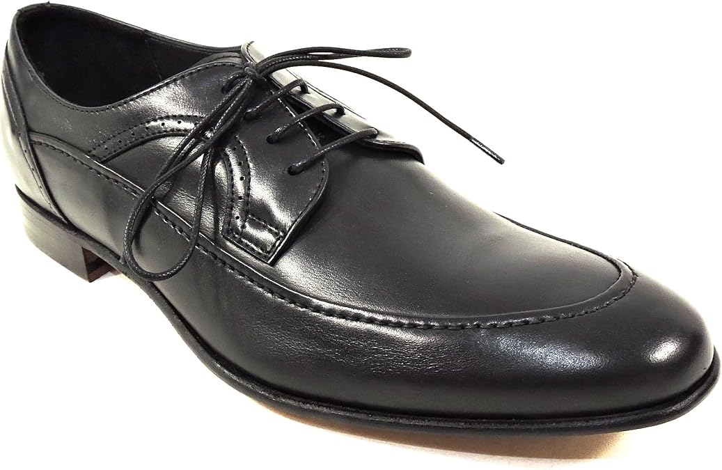 Renzo Mercuri Men's Black Leather Oxford Dress Shoes, 42.5 EU, 9.5 Wide