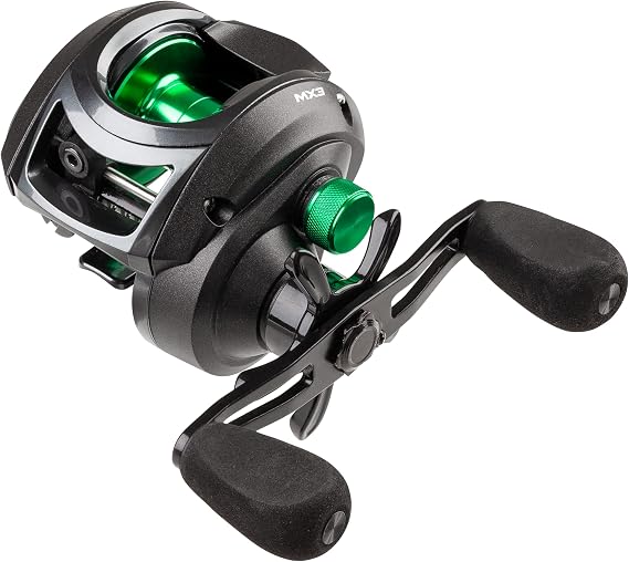 Mitchell MX3 Baitcaster Fishing Reel - Strong Super Smooth Baitcaster Reels with Centrifugal Braking System and 4+1 Anti Corrosion Ball Bearings for Pike Bass Walleye Black/Green LP Fishing
