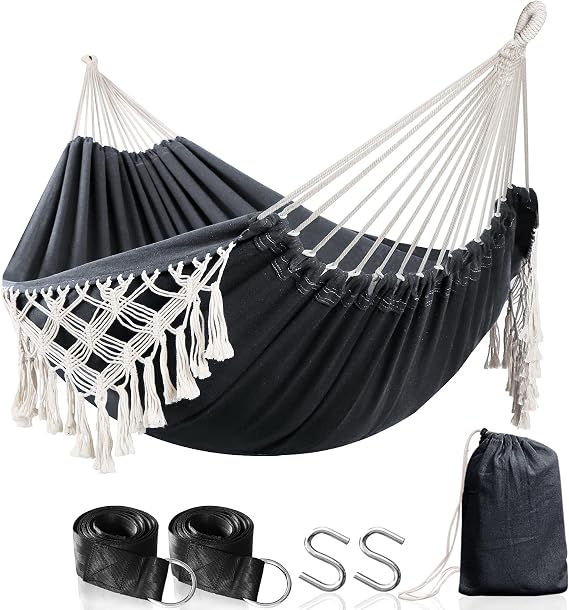ANYOO Cotton Hammock Portable Comfortable Hammocks with Tassels for Outdoor