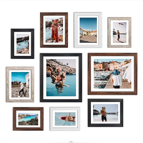 Giftgarden Multi Colors Picture Frames with Mat for Multiple Sizes Photos