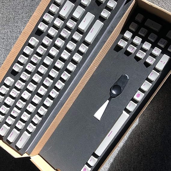 104 Keys Retro Offwhite Laser Carving PBT Keycaps OEM Profile for Cherry RGB MX Mechanical Gaming Keyboard