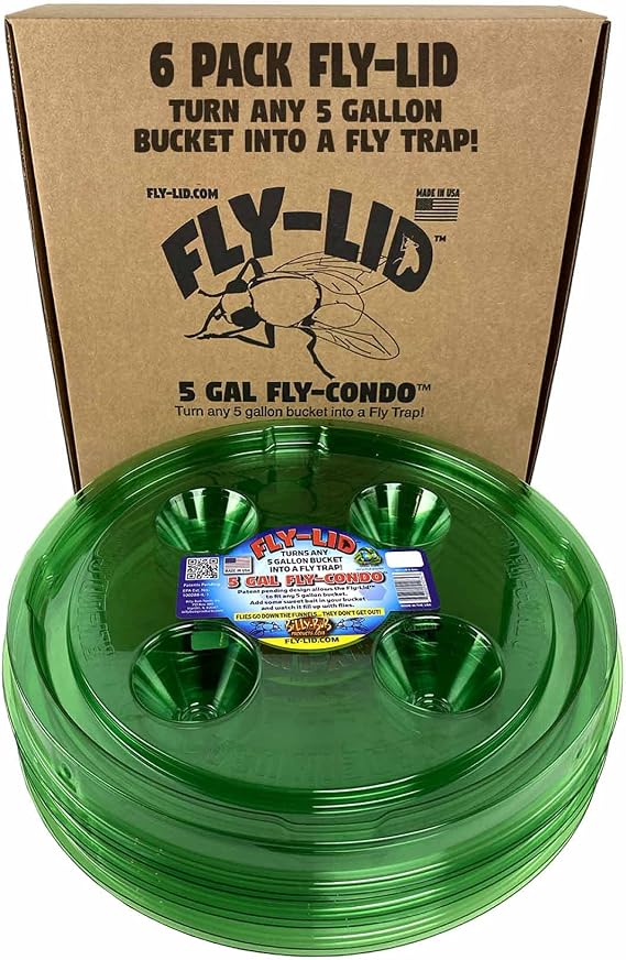 Billy-Bob Fly-Lid 5 Gallon Bucket Fly Lid (6 Pack) Turn Any 5 Gallon Bucket into a Fly Trap!