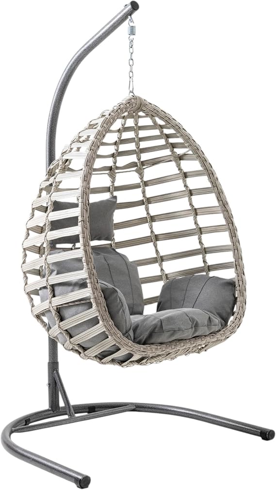 Gümbet Tekli Rattan Bahçe Balkon Salıncağı Cappuccino