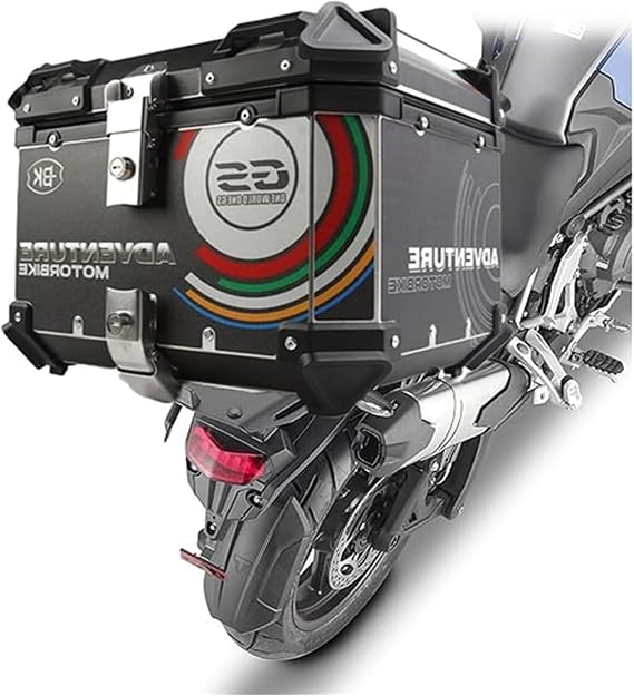Waterproof Motorcycle Top Box,Motorcycle Trunk , Motorcycle Top Case Aluminum Helmet Top Box Motorbike Tail Box Trunk Tour Storage for Luggage(Black,45L)