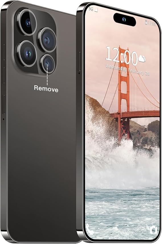 15 PMAX Unlocked Phone,Smartphone Battery 6800mAh 6.8" HD Screen The Phone,Android 14.0 16+512GB with 128GB Memory Card Cell Phone, 5G/Face ID/Fingerprint Lock/GPS,Black