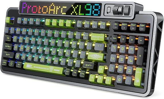 XL98 Wireless Mechanical Keyboard with RGB LED Matrix Panel, Hot-swappable Wired/Bluetooth 5.0/2.4G Wireless Keyboard