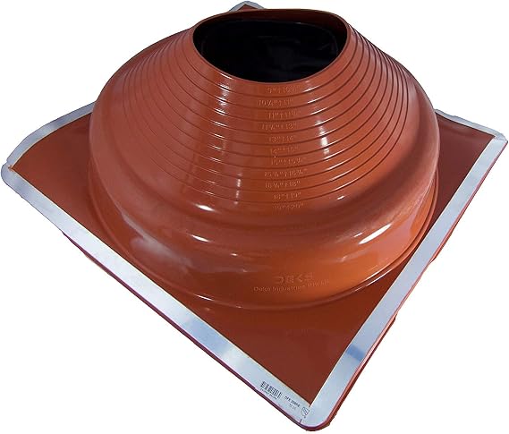Dektite Premium #9 Red Silicone Metal Roof Pipe Flashing, High Temp, Square Base, Pipe OD 9" to 20"
