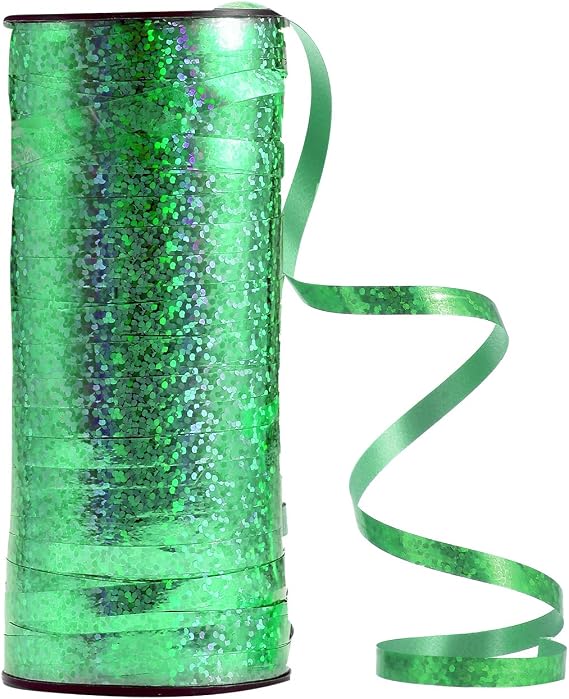 Senkary 100 Yards Green Curling Ribbon Balloon String Shiny Metallic Curly Ribbon for Gift Wrapping, Christmas, Valentine's Day, Party