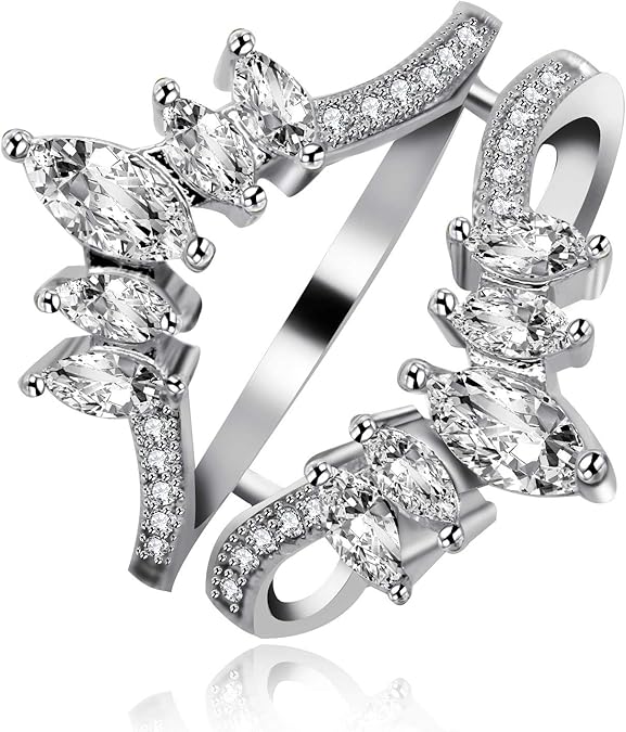 Uloveido Women's 925 Sterling Silver Marquise Cut Cubic Zirconia Wedding Engagement Ring Enhancer Y530