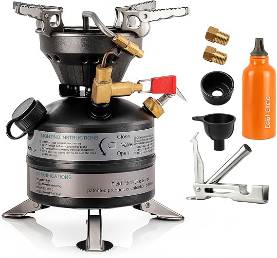 Camping Outdoor Mini One-Piece Multi-Fuel Camp Gasoline Stove Burner BRS-12A Lightweight Portable Kerosene Oil Stoves for Cookout BBQ Fishing Picnic