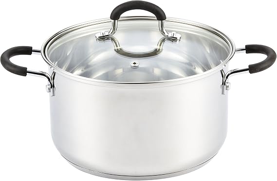 Cook N Home Professional 5 Quart Stainless Steel Stock Pot with Lid, Soup Pot with Stay-Cool Handles, Stockpot for Pasta, Spaghetti, Compatible with Most Stovetops, Dishwasher Safe