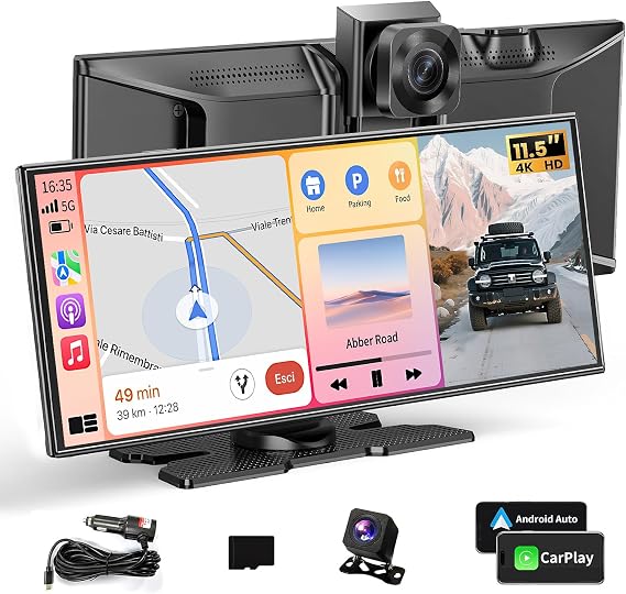 Largest 11.5" Apple Carplay Screen for Car, 4K HD Android Auto Screen