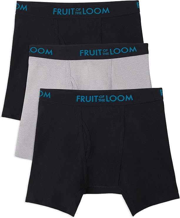 Fruit of the Loom Men's Men's Breathable Boxer Briefs, Moisture Wicking Underwear, Assorted Color Multipacks