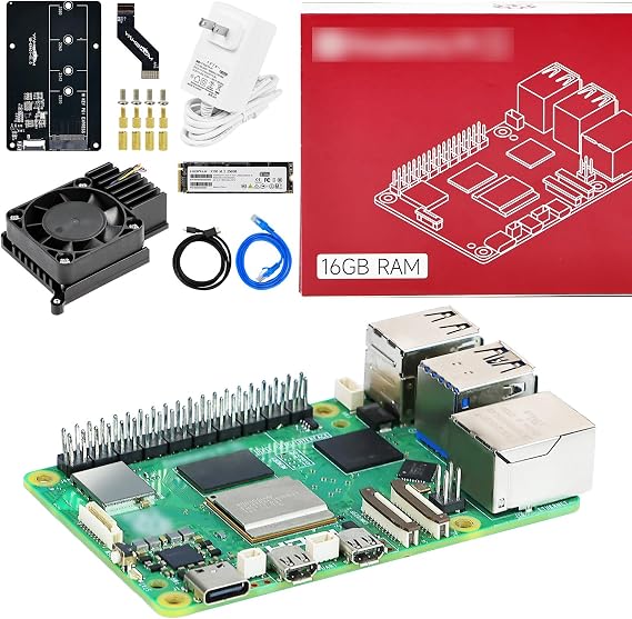 Raspberry Pi 5 Developer Kit 4GB/8GB Broadcom BCM2712 Quad-core Arm Cortex A76 Processor @ 2.4GHz PD Power Adapter, ABS Shell with fan, Heatsink AI Artificial Intelligence Programming Python Pi5