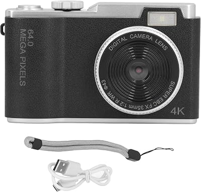 Jectse 48MP Digital Camera with 1080P, 16x Zoom 2.4 Inch Screen Kids Camera Selfie Camera, Portable, Compact Camera Black