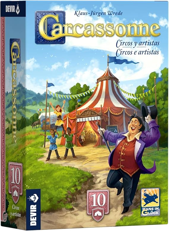 Devir Carcassonne Expansion Cirques et Artistes - Strategic board game with supporters, pyramids and master of ceremonies for families and fans of the