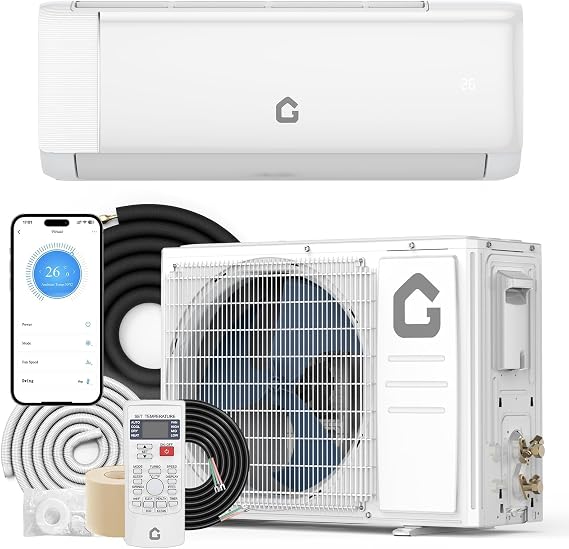 IDEALHOUSE 18,000 BTU Mini Split Air Conditioner and Heat Pump, 21 SEER2 Ultra Quiet 208-230V Ductless AC with WiFi Control, Cools/Heats up to 1250 Sq.Ft, Easy Installation Kit