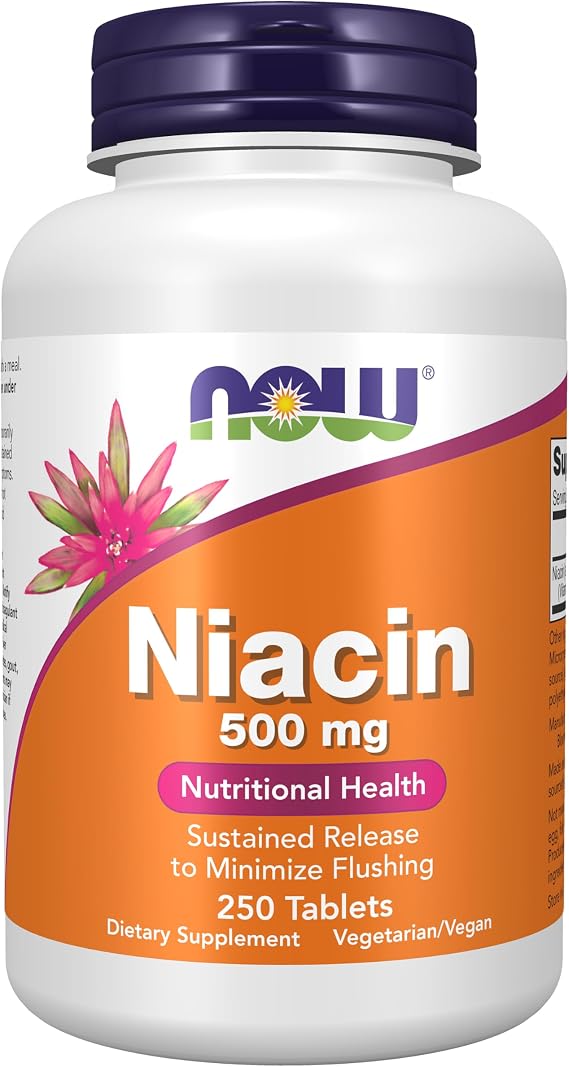 NOW Supplements, Niacin (Vitamin B-3) 500 mg, Sustained Release,250 Tabs