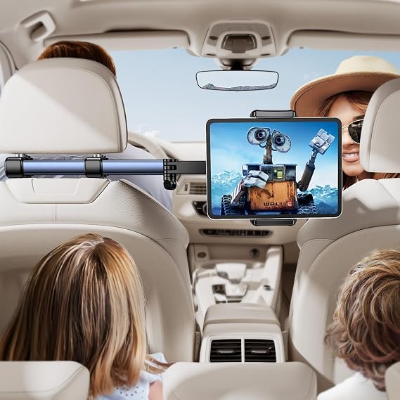 TRYONE Tablet Holder Car Headrest – [46 cm Long Sleeve] [3 in 1 Extendable] Car Tablet Holders Travel Accessories for Children Car Mount for iPad for Sumsung Tab/Switch/Mobile Phones & 4.7-13 Inch Devices