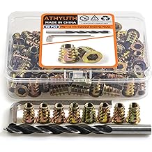 Threaded Inserts for Wood, 80 Pieces Zinc Alloy Thread Inserts Nuts for Soft Wood, Hex Socket Flanged Threaded Wood Inserts M6*15mm Screw Inserts for Wood Forniture