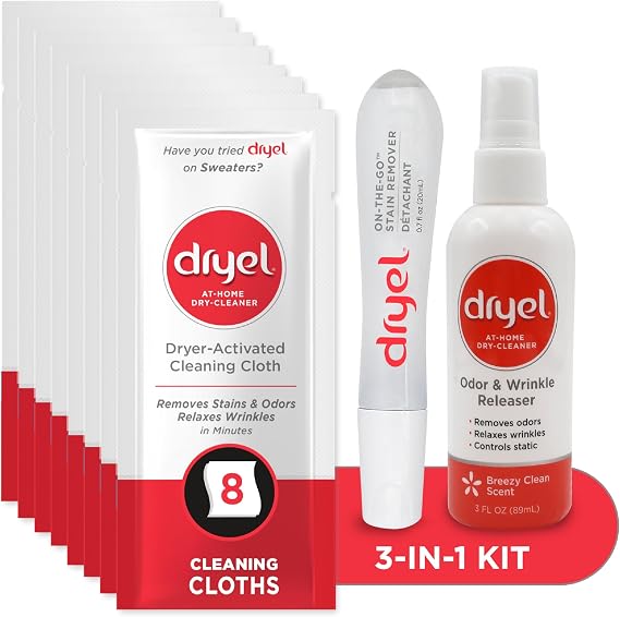 Dryel At-Home Dry Cleaner, Stain & Wrinkle Remover for Delicates, 8 Loads