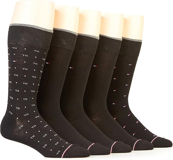 Tommy Hilfiger Mens 5 Pack Lightweight Everyday Dress Crew Socks