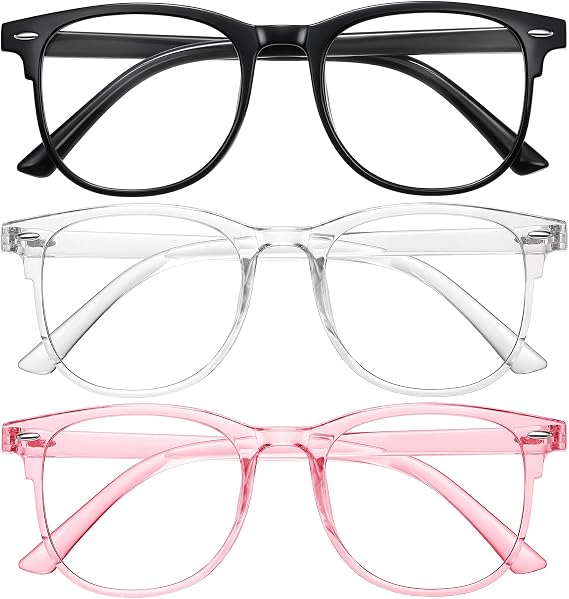Okany 3 Pack Blue Light Blocking Glasses for Women Men, Round Computer Glasses Anti Eye Strain/UV/Glare Gaming Glasses