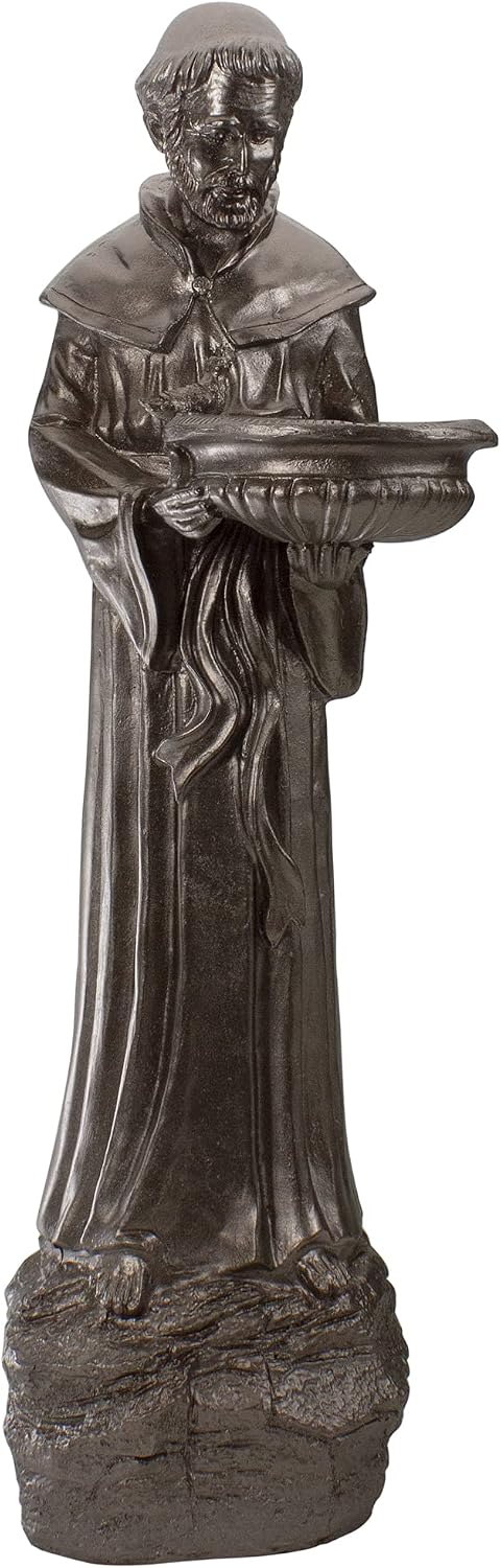 Northlight St. Francis of Assisi Bird Feeder Outdoor Garden Statue - 23.5 - Bronze