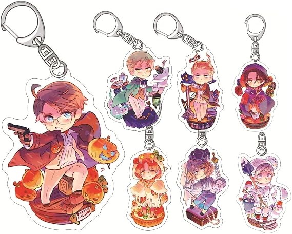 Set of 7 Anime Axis Powers Hetalia Acrylic Keychain Pendant Key Chain