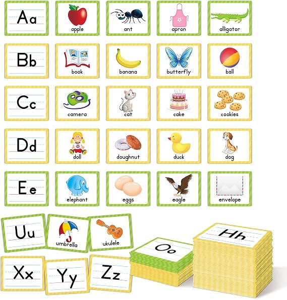 EAMAY Alphabet Pocket Chart Cards for Classroom, Bulletin Board Set Classroom Decorations ABC Flash Cards for Toddlers with 130 Cards