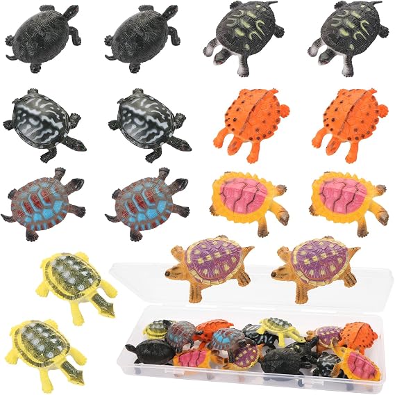16pcs Turtle Figures Miniature Realistic Sea Turtle Ornaments Marine Animals Model Cake Topper 8 Styles for Bathtub Bath Pool School Office Classroom Parties Landscape Cake Aquarium Fish Tank