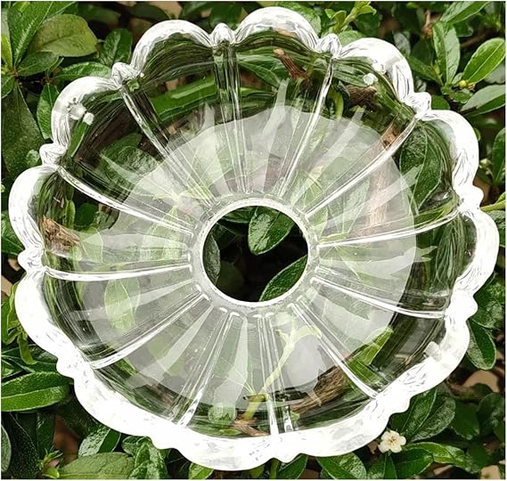 2pcs 12 Petal Flower Glass Bowl Chandelier Decorative Disc E14 Tray Lighting Accessories D110XH26mm(26mm central hole-4 side holes)