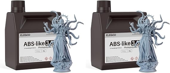 ELEGOO ABS LIKE 3.0 Plus Resin for 3D Printer Gray High Heat Resistant Fast Cure High Precision Non-Brittle 405nm UV Cured Photo Polymer Resin ABS 3.0+Resin 2000g x2