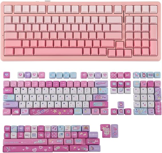 MechLands Aula F99 96% Gaming Keyboard with KiiBoom X Elyxirine Digital Dreams: Pastel Y2K Keycap Set
