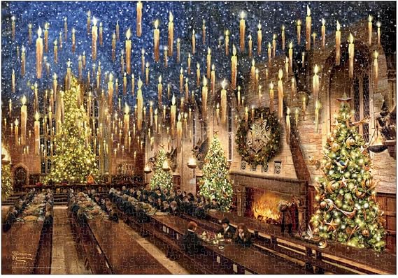 Tenyo HarryPotter GreatHall 1000 Piece Jigsaw Puzzle (Made in Japan) Thomas Kinkade Studio B-1000-849 with Glue Spatula Included Service Card