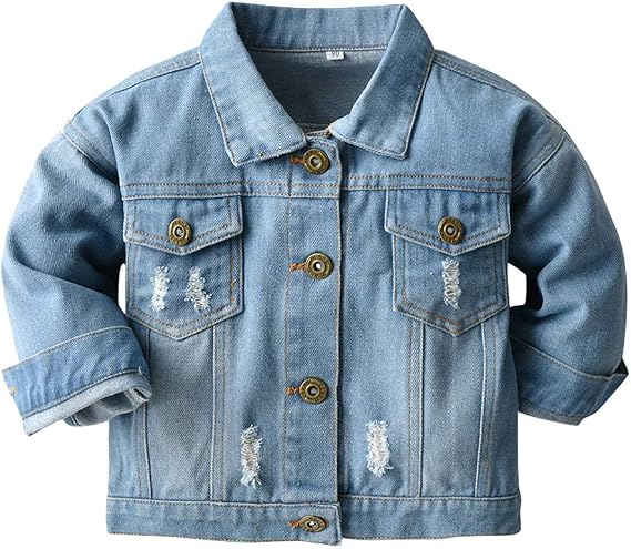 IWEMEK Toddler Baby Boy Girl Denim Jackets Button Down Jeans Jacket Top Coat Ripped Cowboy Outwear Hooded Winter Fall Clothes