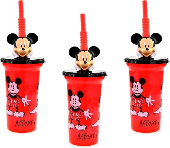 [3-Pack] Disney Mickey Mouse 15oz Buddy Sip Tumbler Cup with Lid & Straw, BPA-Free