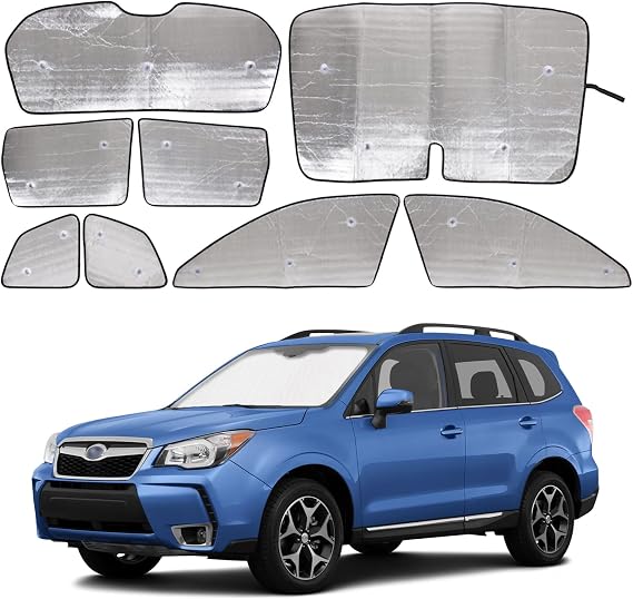 Windshield Sunshade Kit for Subaru Forester SJ 2014-2018 Front Rear Window Shade Foldable Reflective Sun Visor Privacy Protection UV Blocker HeatShield Windshield Side Rear Window Full Set