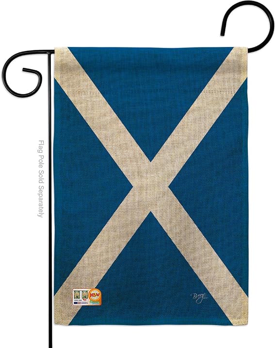 St Andrews Cross Burlap Garden Flag Regional Nationality Nation International World Country Particular Area Small Decorative Gift Yard House Banner Double-Sided Made In USA 13 X 18.5