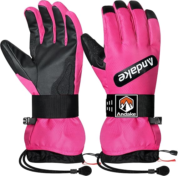 Andake Winter Ski Gloves for Men Women Waterproof Snow Gloves