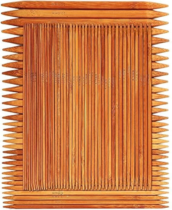 75 Pcs Double Pointed Knitting Needles Set, BetyBedy Carbonized Bamboo Knitting Needles, Knitting Needle for Handmade Creative DIY - 8'' Length 15 Sizes (2.0mm -10.0mm) (5 Needles/Size)
