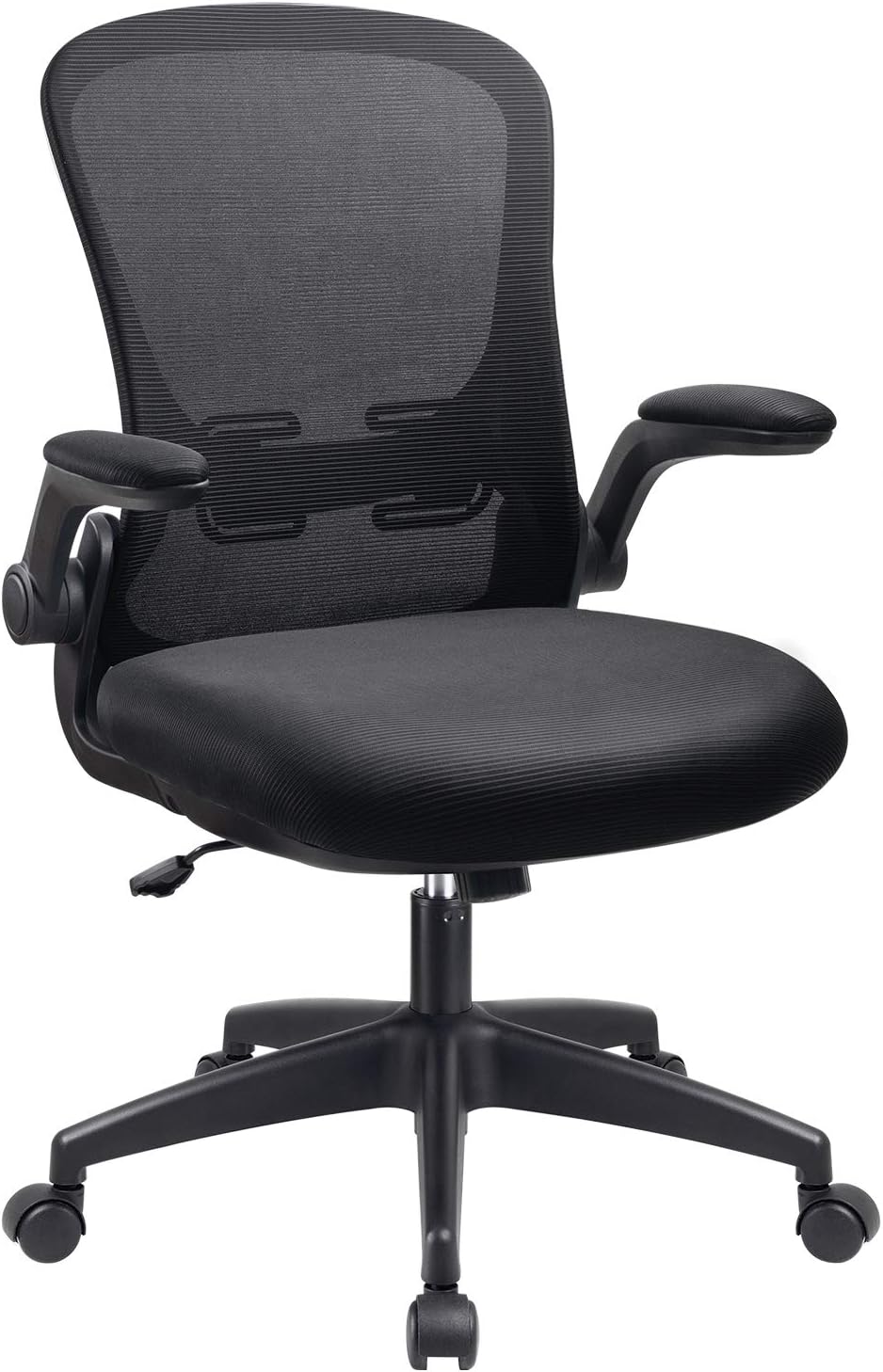 Office Chair Office Desk Mid Back Chair, Ergonomic Mesh Height Adjustable Swivel Task Office Chair with Flip Up Arm Black