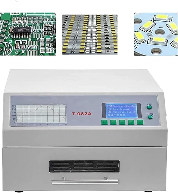 Desktop Reflow Oven,Reflow Oven 800W/1500w, Infrared Heater Soldering Machine,PCB Board SMD SMT BGA Rework Station Tool,T-962a(1500w)
