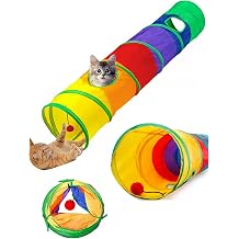 DUFFA Gökkuşağı Renkli Kedi ve Köpek Oyun Tüneli, Katlanır Evcil Hayvan Oyun Tüneli, Uzun Eğlenceli Oyuncak Tünel, Egzersiz Oyunu, Zeka Geliştirme Oyunu - Düz