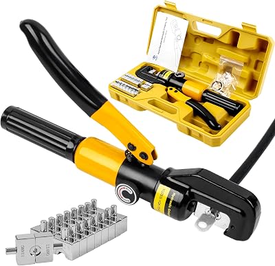 YUZES Hydraulic Crimping Tool 10 Tons, 12 AWG to 20 Battery Cable Crimper Tool with 9 Dies, Easy to Operate Hydraulic Wire Crimping Tool Kit for Wire Rope, Battery Cable Ends Ring Terminals