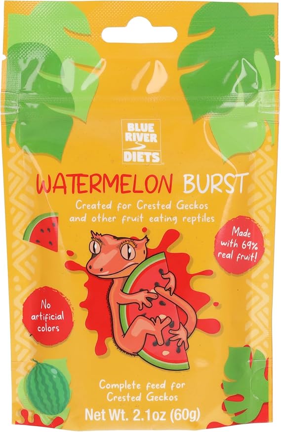 Blue River Diets Crested Gecko Diet | Watermelon Burst | All Natural Low Fat Complete Gecko Food | 2.1oz