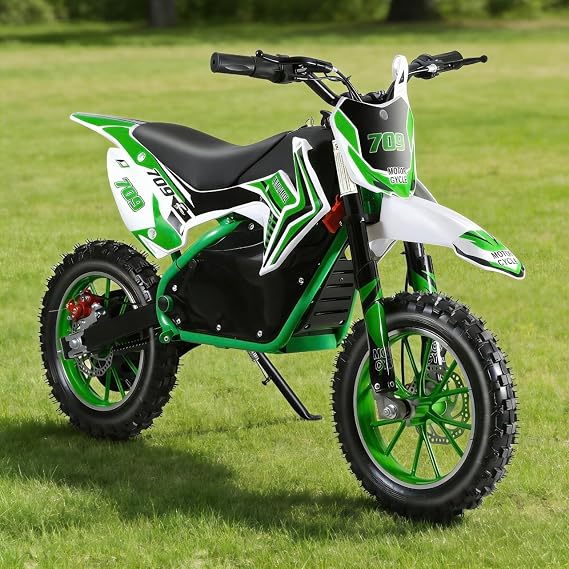 Electric Dirt Bike, Motorcycle Off Road Mini Motocross Bike for Teens Adults, Mini Dirt Bike for Kids Electric Pocket Motorbike with 36V 500W Motor, 10 Inches Wheels, 25KM/H Chain