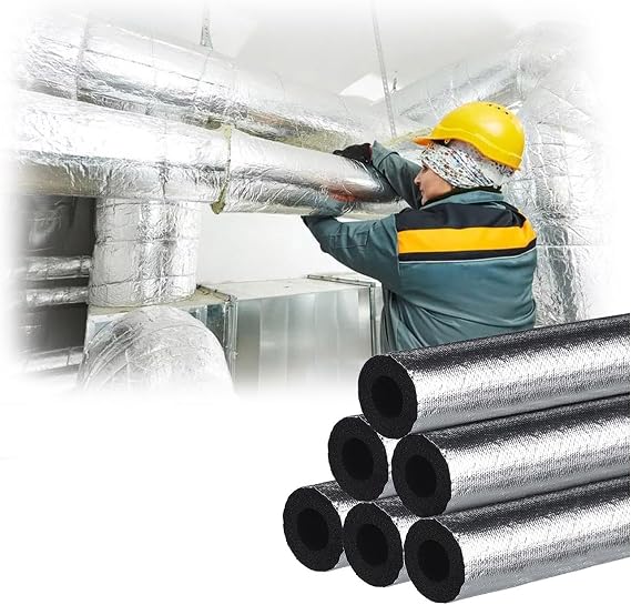 ORANGES Antifreeze Insulation Pipe Covers, Outdoor Water Pipe Insulation Wrap Foam Tube, Self-Adhesive Foam Pipe Insulation Tubing with Aluminum Foil for AC Units Copper Pipes(3ft x 3/4" x 3")